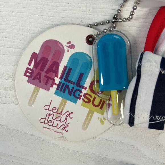 NWT deux par deux Stripe Navy/White Triangle Bikini - Picture 7 of 7